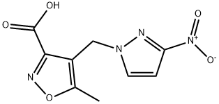 5-methyl-4-[(3-nitro-1H-pyrazol-1-yl)methyl]isoxazole-3-carboxylic acid Struktur