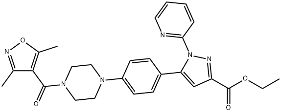 ETHYL 5-(4-(4-(3,5-DIMETHYLISOXAZOLE-4-CARBONYL)PIPERAZIN-1-YL)PHENYL)-1-(PYRIDIN-2-YL)-1H-PYRAZOLE-3-CARBOXYLATE Struktur