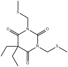 5,5-diethyl-1,3-bis(methylsulfanylmethyl)-1,3-diazinane-2,4,6-trione Struktur