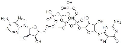 [(2R,3S,4R,5R)-5-(2-amino-6-oxo-3H-purin-9-yl)-3,4-dihydroxyoxolan-2-yl]methyl [[[[(2R,3S,4R,5R)-5-(6-aminopurin-9-yl)-3,4-dihydroxyoxolan-2-yl]methoxy-hydroxyphosphoryl]oxy-hydroxyphosphoryl]oxy-hydroxyphosphoryl] hydrogen phosphate Struktur