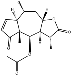 (3R)-4β-Acetoxy-3,3aα,4,4a,7aα,8,9,9aβ-octahydro-3,4aβ,8α-trimethylazuleno[6,5-b]furan-2,5-dione Struktur