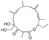 14-Ethyl-5-hydroxy-5-(hydroxymethyl)-3,7,9,13-tetramethyl-11-methylene-1-oxacyclotetradeca-7,12-diene-2,4-dione Struktur