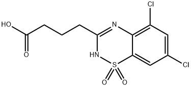 5,7-Dichloro-2H-1,2,4-benzothiadiazine-3-butanoic acid 1,1-dioxide Struktur