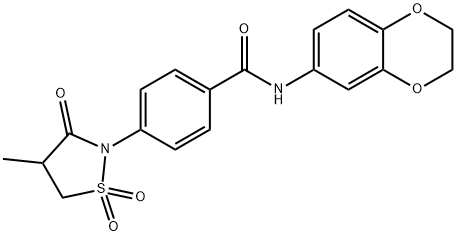 N-(2,3-Dihydro-1,4-benzodioxin-6-yl)-4-(4-Methyl-1,1-dioxido-3-oxo-2-isothiazolidinyl)benzaMide Struktur