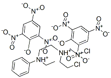 bis(2-chloroethyl)-[2-(ethyl-phenyl-ammonio)ethyl]azanium, 2,4,6-trini trophenolate Struktur