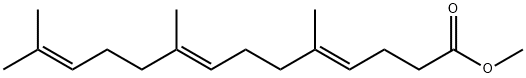 4,8,12-Tetradecatrienoic acid, 5,9,13-trimethyl-, methyl ester, (4E,8E)- Struktur