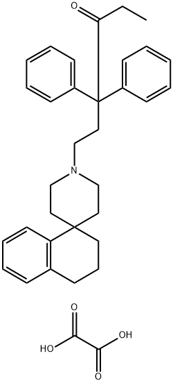 6-(3,4-dihydro-1'H,2H-spiro[naphthalene-1,4'-piperidin]-1'-yl)-4,4-diphenylhexan-3-one Struktur