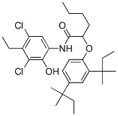 3',5'-dichloro-2-(2,4-di-tert-pentylphenoxy)-4'-ethyl-2'-hydroxyhexananilide Struktur