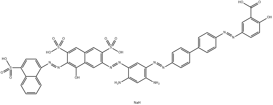 5-[[4'-[[2,4-Diamino-5-[[7-[(4-sodiosulfo-1-naphthalenyl)azo]-8-hydroxy-3,6-bis(sodiosulfo)-2-naphthalenyl]azo]phenyl]azo][1,1'-biphenyl]-4-yl]azo]-2-hydroxybenzoic acid sodium salt Struktur