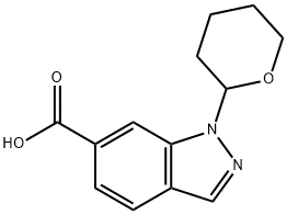 6-Carboxy-1-(tetrahydro-2H-pyran-2-yl)-1H-indazole, 2-(6-Carboxy-1H-indazol-1-yl)tetrahydro-2H-pyran Struktur