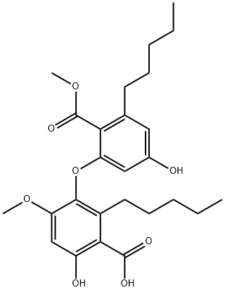 5-[5-Hydroxy-2-(methoxycarbonyl)-3-pentylphenoxy]-4-methoxy-6-pentylsalicylic acid Struktur