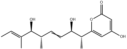 6-[(1R,2R,3E,5S,6S,7E)-2,6-Dihydroxy-1,5,7-trimethyl-3,7-nonadienyl]-4-hydroxy-2H-pyran-2-one Struktur