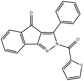 3-phenyl-2-(2-thienylcarbonyl)indeno[1,2-c]pyrazol-4(2H)-one Struktur