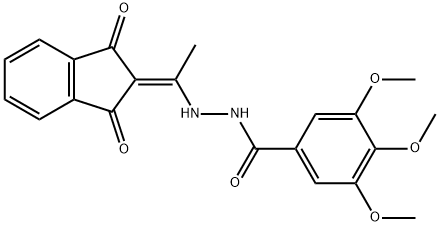 N'-[1-(1,3-dioxo-1,3-dihydro-2H-inden-2-yliden)ethyl]-3,4,5-trimethoxybenzenecarbohydrazide Struktur