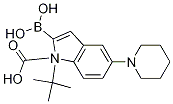 1H-Indole-1-carboxylic acid, 2-borono-5-(1-piperidinyl)-, 1-(1,1-dimethylethyl) ester Struktur