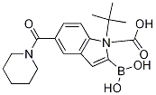 1H-Indole-1-carboxylic acid, 2-borono-5-(1-piperidinylcarbonyl)-, 1-(1,1-dimethylethyl) ester Struktur