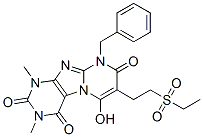 Pyrimido[2,1-f]purine-2,4,8(1H,3H,9H)-trione,  7-[2-(ethylsulfonyl)ethyl]-6-hydroxy-1,3-dimethyl-9-(phenylmethyl)- Struktur