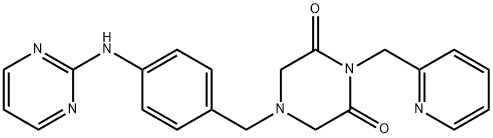 1-(2-Pyridylmethyl)-4-(p-(2-pyrimidinylamino)benzyl)-2,6-piperazinedio ne Struktur