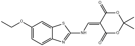 5-{[(6-ethoxy-1,3-benzothiazol-2-yl)amino]methylene}-2,2-dimethyl-1,3-dioxane-4,6-dione Struktur