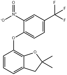 2,2-dimethyl-7-[2-nitro-4-(trifluoromethyl)phenoxy]-2,3-dihydro-1-benzofuran Struktur