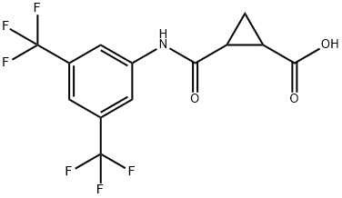 2-{[3,5-bis(trifluoromethyl)anilino]carbonyl}cyclopropanecarboxylic acid Struktur