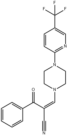 (Z)-2-benzoyl-3-{4-[5-(trifluoromethyl)-2-pyridinyl]piperazino}-2-propenenitrile Struktur