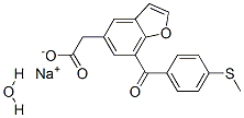 Sodium 7-(p-(methylthio)benzoyl)-5-benzofuranacetate, hydrate Struktur