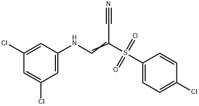 (E)-2-[(4-chlorophenyl)sulfonyl]-3-(3,5-dichloroanilino)-2-propenenitrile Struktur