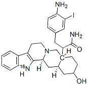 17-hydroxy-20-yohimban-16-(N-4-amino-3-iodophenethyl)carboxamide Struktur