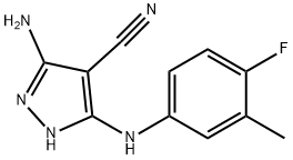 5-amino-3-(4-fluoro-3-methylanilino)-1H-pyrazole-4-carbonitrile Struktur