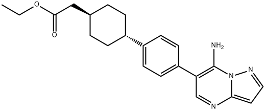 Cyclohexaneacetic acid, 4-[4-(7-aMinopyrazolo[1,5-a]pyriMidin-6-yl)phenyl]-, ethyl ester, trans- Struktur