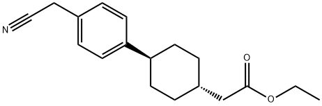 Cyclohexaneacetic acid, 4-[4-(cyanoMethyl)phenyl]-, ethyl ester, trans- Struktur