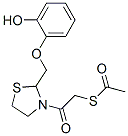 2-acetylsulfanyl-1-[2-[(2-hydroxyphenoxy)methyl]thiazolidin-3-yl]ethan one Struktur