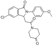 1-((6-Chloro-2,3-dihydro-2-(4-methoxyphenyl)-3-oxo-1H-isoindol-1-yl)ac etyl)-4-piperidinone Struktur