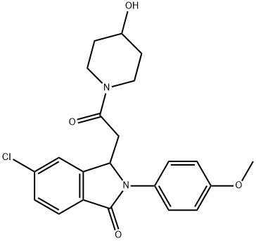 1-((6-Chloro-2,3-dihydro-2-(4-methoxyphenyl)-3-oxo-1H-isoindol-1-yl)ac etyl)-4-piperidinol Struktur