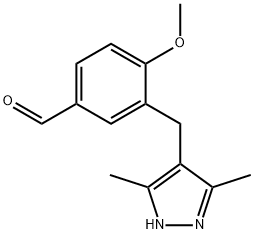 3-(3,5-Dimethyl-1H-pyrazol-4-ylmethyl)-4-methoxy-benzaldehyde hydrochloride Struktur