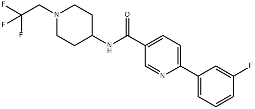 3-PYRIDINECARBOXAMIDE, 6-(3-FLUOROPHENYL)-N-[1-(2,2,2-TRIFLUOROETHYL)-4-PIPERIDINYL]- Struktur