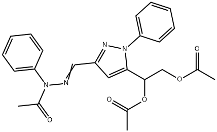 [[5-(1,2-Dihydroxyethyl)-1-phenylpyrazol-3-yl]methylene]phenylhydrazide diacetate acetic acid Struktur