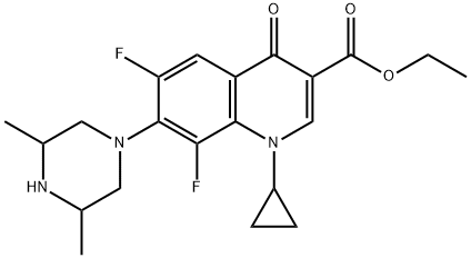 3-Quinolinecarboxylic acid, 1-cyclopropyl-7-(3,5-diMethyl-1-piperazinyl)-6,8-difluoro-1,4-dihydro-4-oxo-, ethyl ester Struktur