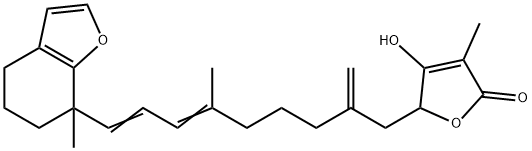 4,5,6,7-Tetrahydro-7-methyl-7-[4-methyl-8-methylene-9-(4-hydroxy-3-methyl-2,5-dihydro-2-oxofuran-5-yl)-1,3-nonadienyl]benzofuran Struktur