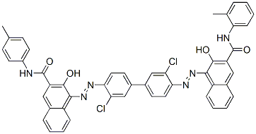 2-Naphthalenecarboxamide, 4-[[3,3'-dichloro-4'-[[2- hydroxy-3-[[(2-methylphenyl)amino]carbonyl]-1-naphthalenyl ]azo][1,1'-biphenyl]-4-yl]azo]-3-hydroxy- N-(4-methylphenyl)- Struktur