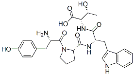 (2S,3R)-2-[[(2S)-2-[[(2S)-1-[(2S)-2-amino-3-(4-hydroxyphenyl)propanoyl ]pyrrolidine-2-carbonyl]amino]-3-(1H-indol-3-yl)propanoyl]amino]-3-hyd roxy-butanoic acid Struktur