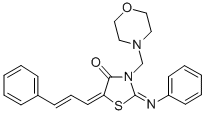 3-(Morpholinomethyl)-2-(phenylimino)-5-cinnamylidene-4-thiazolidinone Struktur