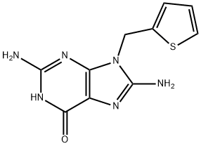 6H-Purin-6-one, 2,8-diamino-1,9-dihydro-9-(2-thienylmethyl)- Struktur