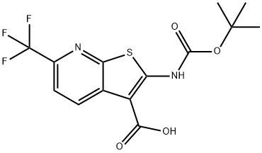 2-{[(tert-butoxy)carbonyl]aMino}-6-
(trifluoroMethyl)thieno[2,3-b]pyridine-3-
carboxylic acid Struktur