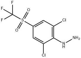 2,6-Dichloro-4-(trifluoromethylsulfonyl)phenylhydrazine Struktur