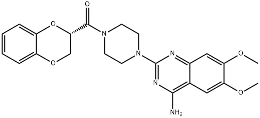 Piperazine, 1-(4-amino-6,7-dimethoxy-2-quinazolinyl)-4-[(2,3-dihydro-1,4-benzodioxin-2-yl)carbonyl]-, (S)- Struktur