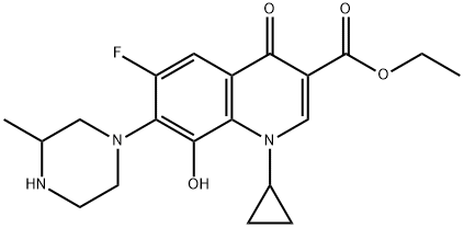 ethyl 1-cyclopropyl-6-fluoro-8-hydroxy-7-(3-Methylpiperazin-1-yl)-4-oxo-1,4-dihydroquinoline-3-carboxylate Struktur