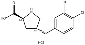 (2S,4R)-4-(3,4-dichlorobenzyl)pyrrolidine-2-carboxylic acid hydrochloride Struktur