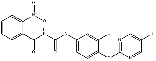 N-(4-(5-bromo-2-pyrimidinyloxy)-3-chlorophenyl)-N'-(2-nitrobenzoyl)urea Struktur